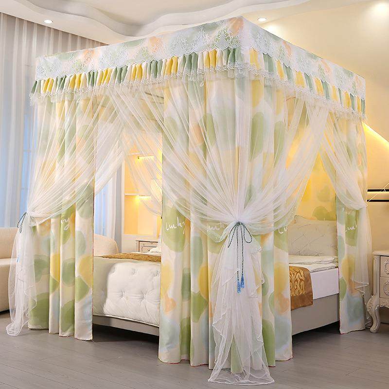 新款蚊帐遮光床帘12025.5主m幔一体式防尘顶挡风公风落地床三开门