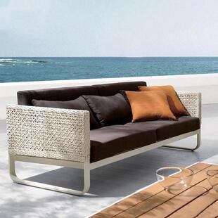 外沙发茶台几合露庭院花QN 054园藤椅沙发民宿阳台休户闲藤组编沙