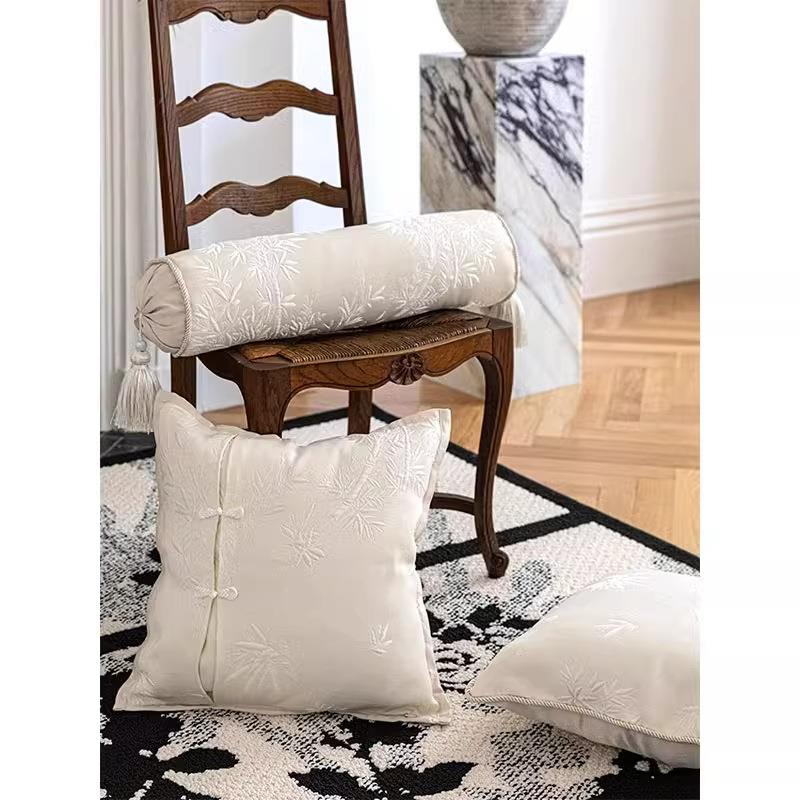 新中式长条抱枕客厅沙圆发手扶枕柱形风白色jx086腰枕法式奶油高