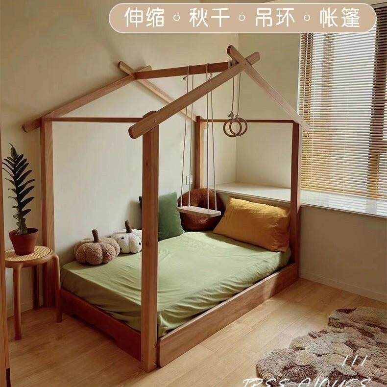 实树屋公主风抽拉床无品牌/新款.非洲床红檀冰棍木床.可伸缩儿童