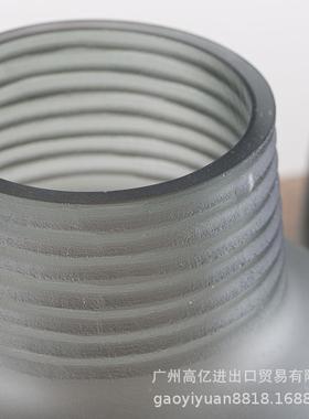 爆款灰色刻磨玻璃摆花瓶厅书房干花GY213124样间陈列软装水培饰板