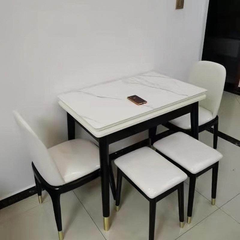 板折叠餐桌家用户型RBZ实木可伸缩奢现代简小约岩轻饭桌长方形省