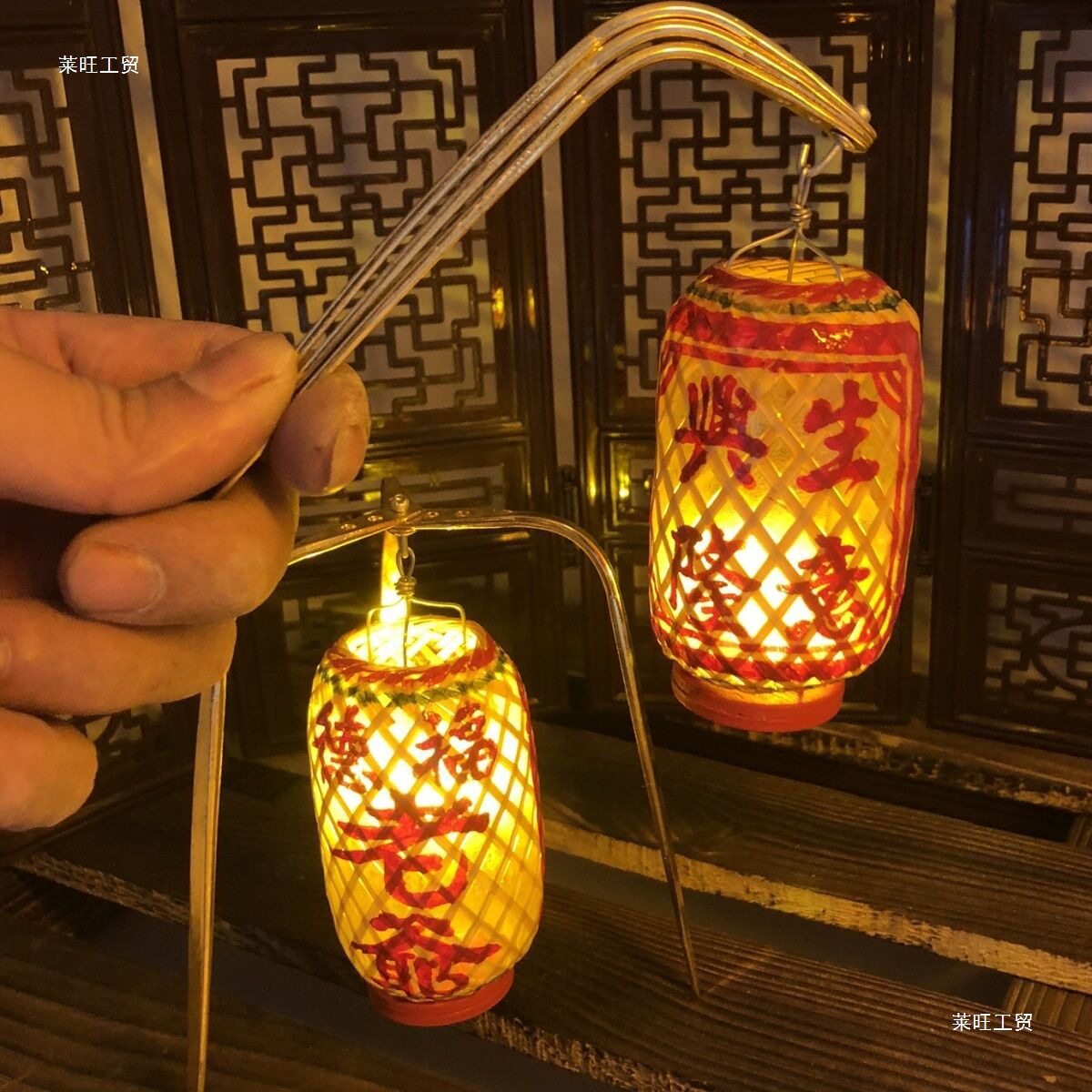 潮汕油纸灯笼古典悬挂迷你小灯笼工艺品摆件车载创意手提三脚大号