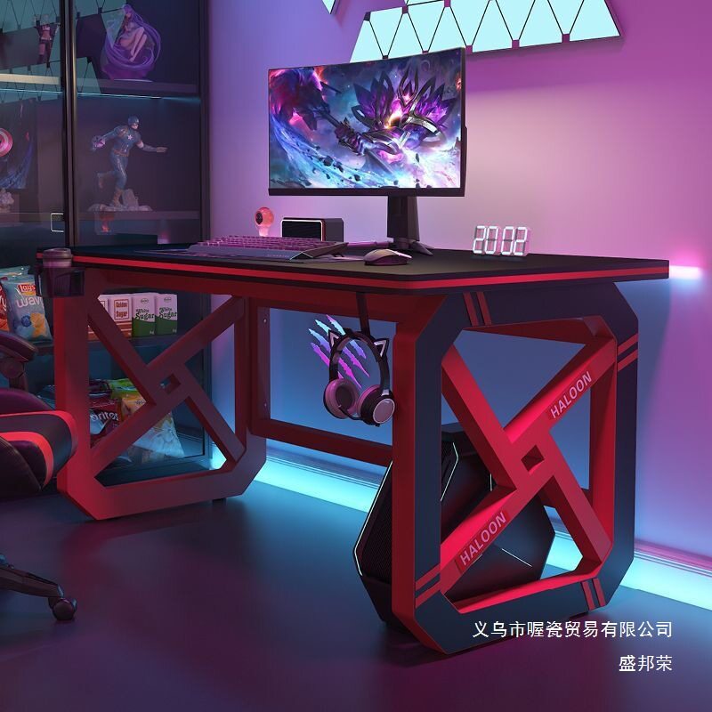 网红台式电脑桌网吧专用电竞桌学生宿舍电脑桌简约一体双人办公桌