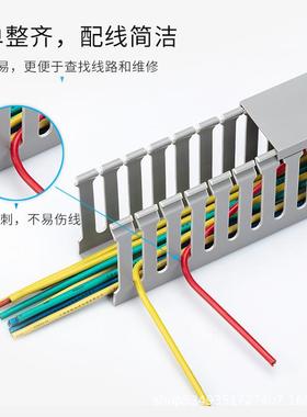 亿思柯线槽控制柜灰色PVC多孔GR160100方形*开0口环保走线槽160mm
