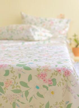 春夏田园风植物花卉1纯床单枕套三件套单人棉.58m全棉1VRK.m双人
