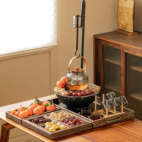 围炉具煮茶EZZ家用电陶炉煮器全套茶烤奶烧水壶茶具套养生玻装璃