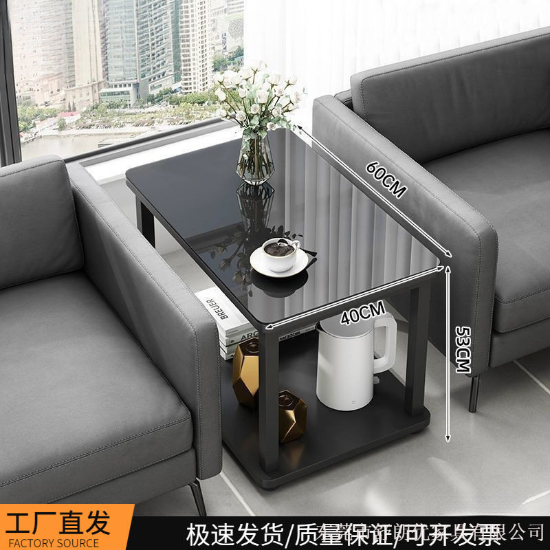 办公单人沙发中间茶几边几休息区接待会客室会议室方形玻璃小茶几