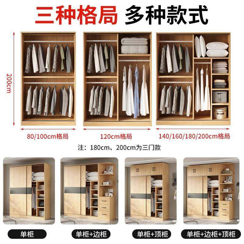 全实木QFH衣柜家用卧房室推拉门简约原款木出租屋新款2风025爆挂