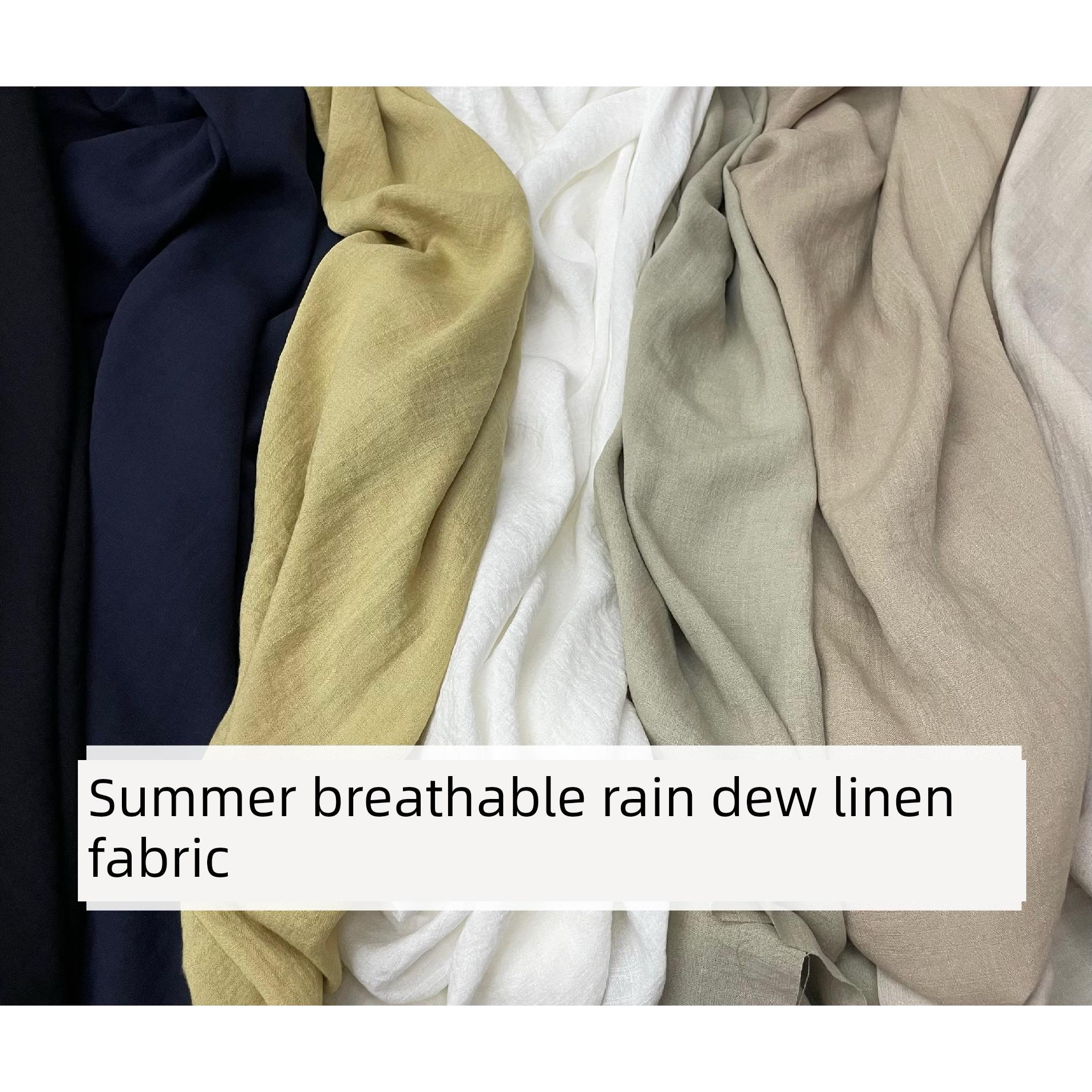 夏季清凉水洗竹棉亚麻软挂雨露亚麻薄裤子礼服衬衫薄外套服装面料