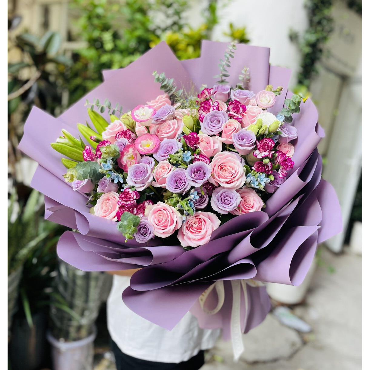玫瑰绣球桔梗小清新韩式网红花束重庆鲜花同城速递花束教师节