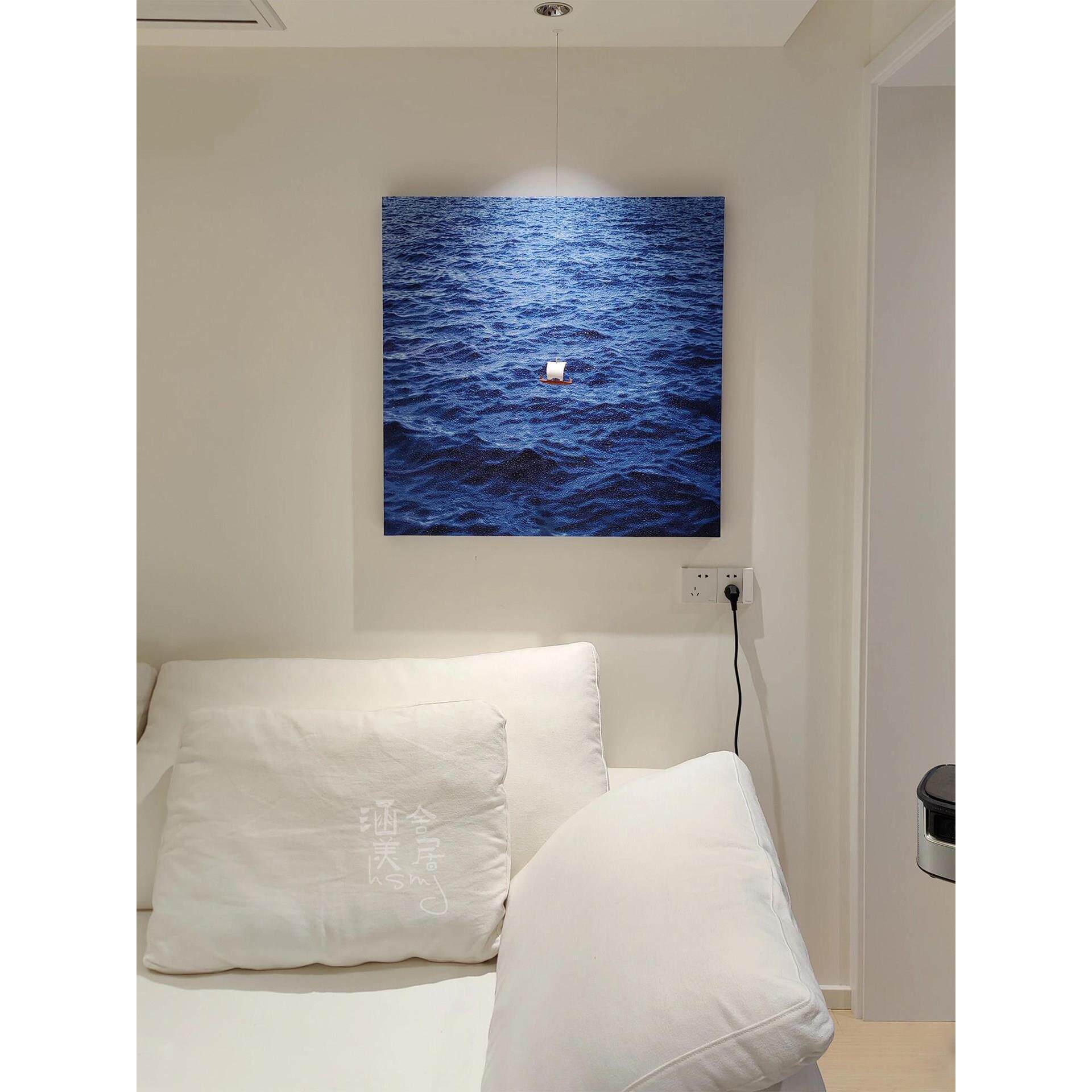 一帆风顺客厅背景墙创意装饰画大海水波纹入户玄关走廊高级感挂画