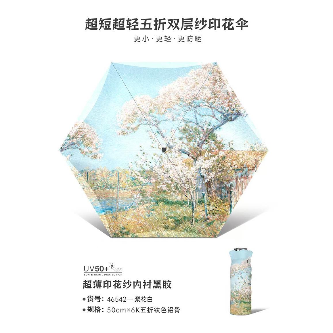 3.28 NEVER BEHIND极简水墨渐层五折可携式防晒伞 遮阳伞女UPF50+