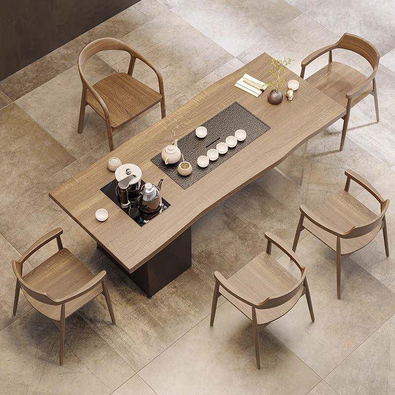 哇噢新中板ZJU式木茶桌客厅亚组克力一体大实茶台办公室原木泡茶