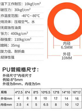 PU气管软管气动气泵空压机气管高压耐高温16/14/12/10/4/6/8mm