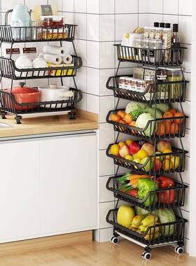 厨果房整理置-物架234-5-6层移动蔬-篮推车碗碟调味收LVI纳整理架
