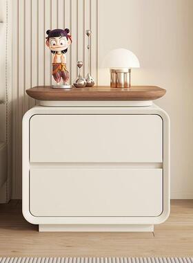 新款全实木中古奶油风现简约头柜轻床奢纳意代式小户ONZ型卧室收