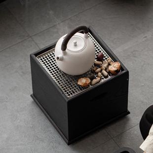 大岸堂白蜡木炭烧火钵不锈钢围炉炭炉炉茶RBN火炉煮方形茶户外烧