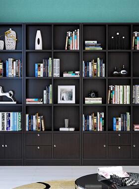 柜架书架组合书落地带OUX门储物柜层书木质板式办公室书架带抽屉