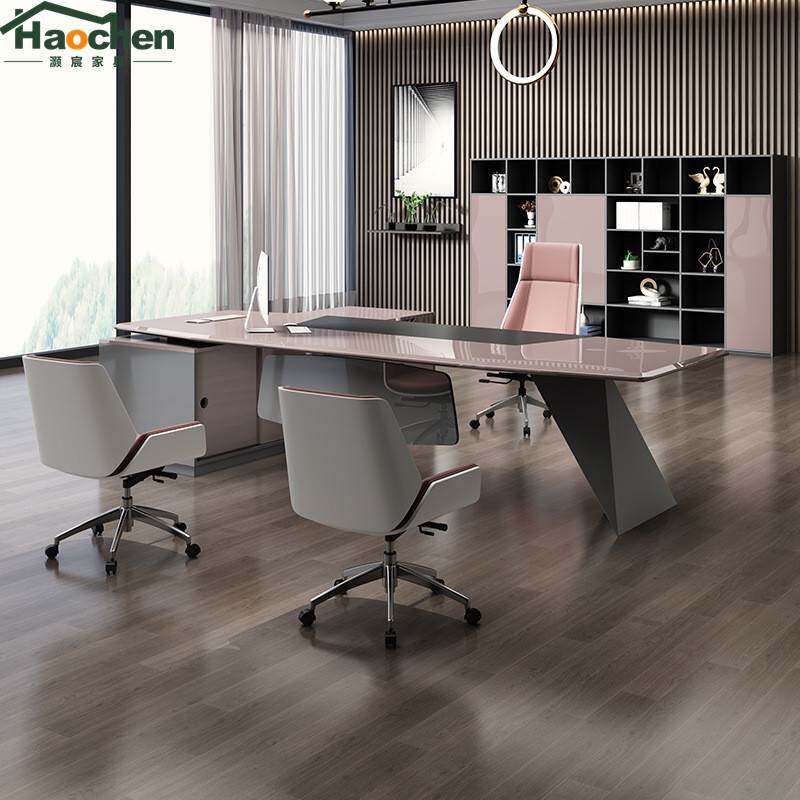 烤漆老板桌时尚女总裁经理桌轻奢创意主管大班台办公家具办公桌椅