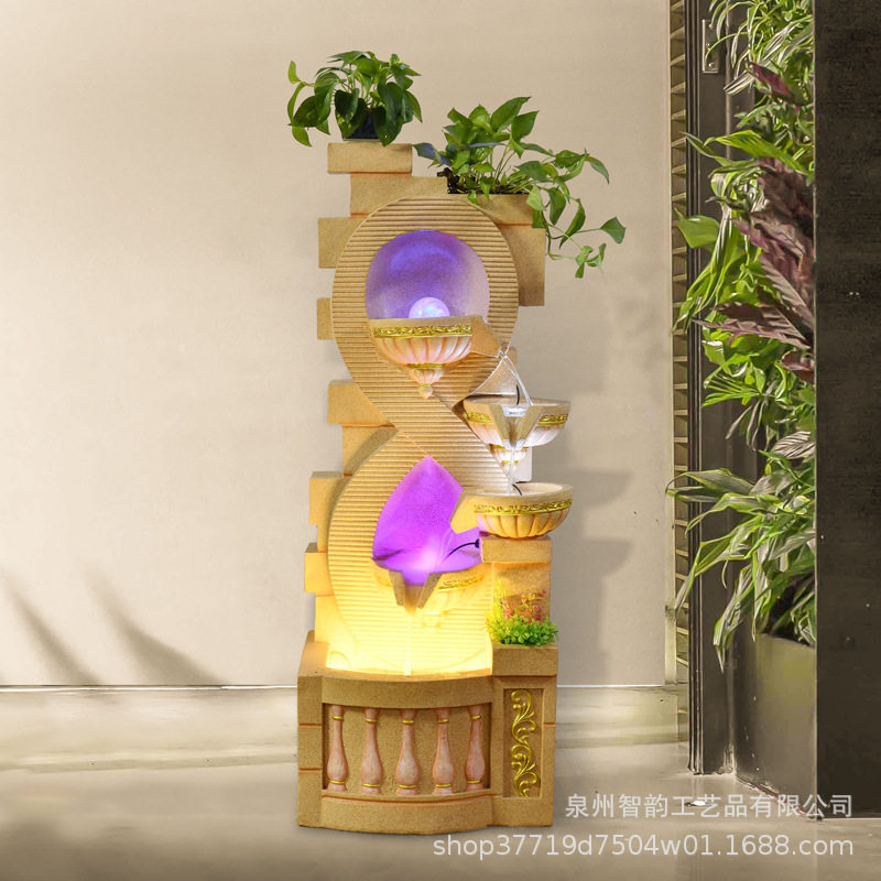 创意欧式流水墙水幕墙喷泉摆件客厅庭院酒店装饰拼流水器鱼池摆设