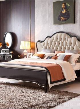 美人式轻现奢双1.主8米实木床欧NIG式婚床代简约公床