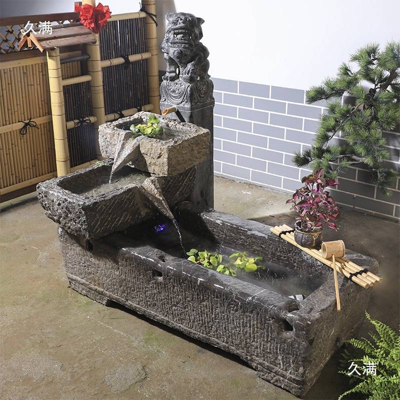 老旧马槽流水石槽组合户外庭院水槽青石大型石头鱼缸养鱼装饰摆件