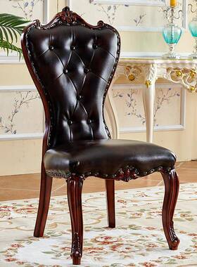 欧式餐椅实木约zhimo-06高端简式做旧高靠椅背舒适复古雕花酒店美