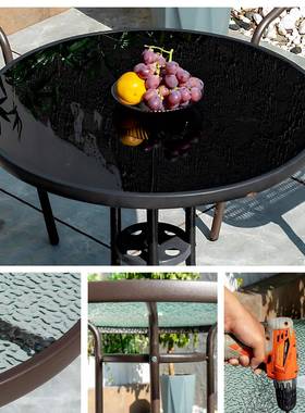 外桌组合庭户院椅休闲茶桌椅套装露天阳台花园HPH艺餐桌铁椅室外