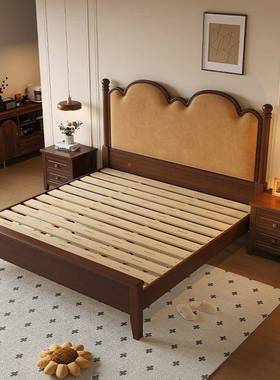 2025美式低橡胶木实GGF木床现代简约箱客厅儿童室家具雕卧刻工艺