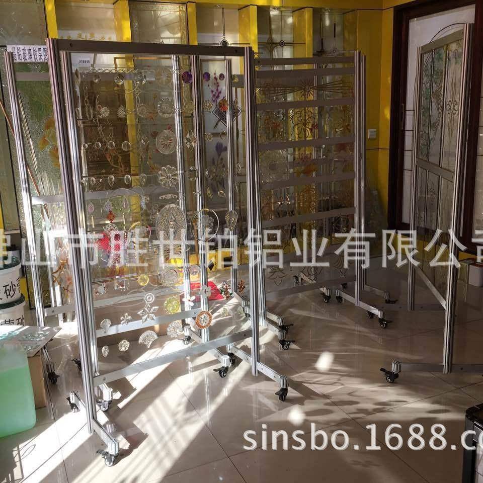 厂现货书画展板滑轮可移家动刹展车板八棱49柱组挂画书装法展板铝