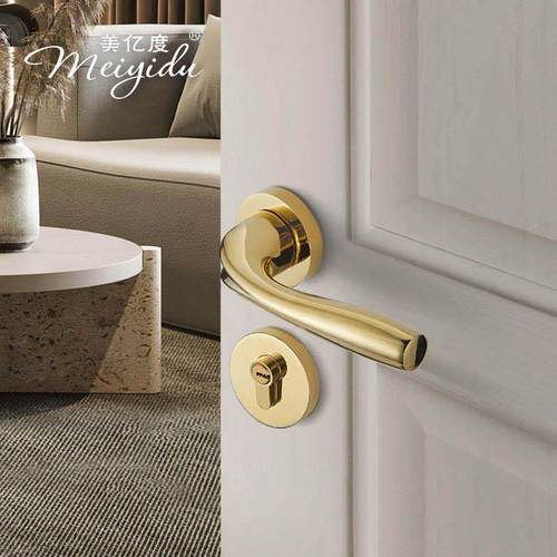 金色门锁手锁锁锌合金门执锁室内卧室静音02-G10分木门锁体锁具门