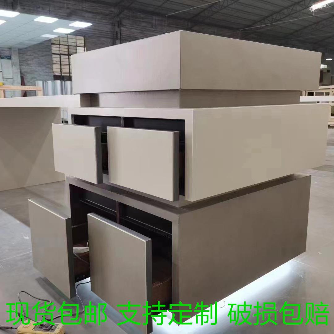 轻奢纯白色岩岛台餐桌板一体桌长桌电磁炉EKK歺餐桌现家用吃饭代