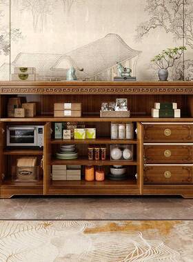 香IZC新中式边柜樟木玄关现代客厅实木装隔断靠墙餐碗柜储物饰家