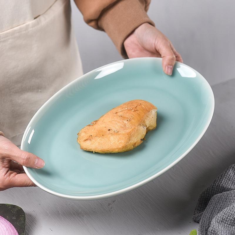 陶瓷西餐盘家XJT用盘盘平盘牛排盘圆盘子深盘菜餐具青鱼可用微波