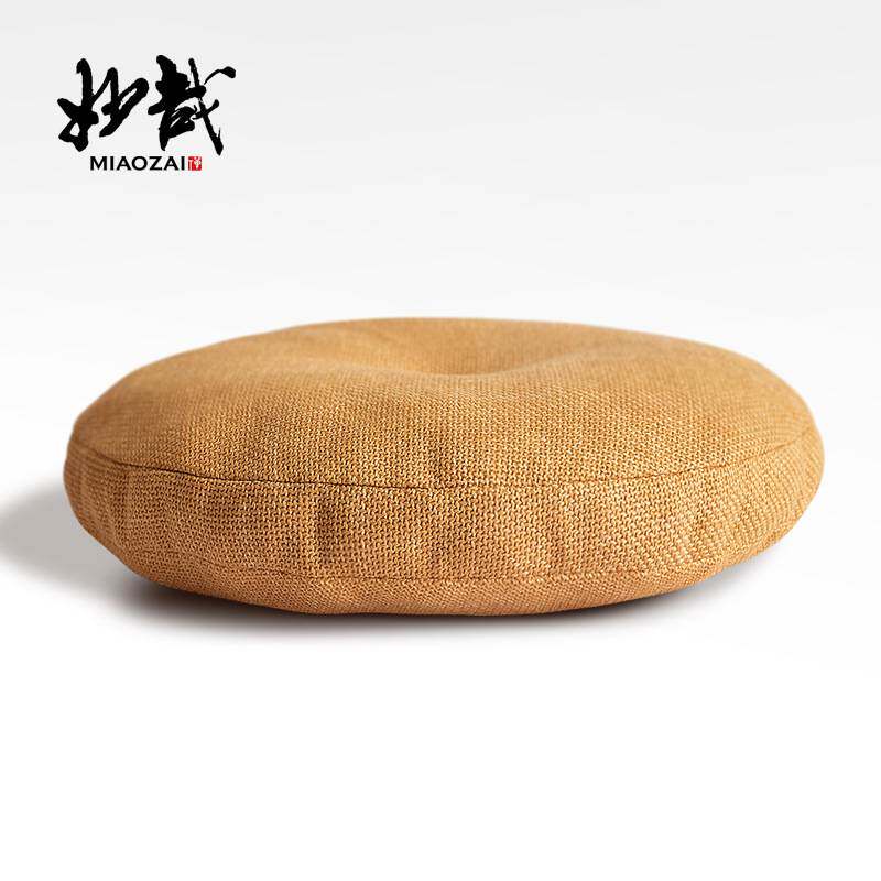 棉麻蒲团坐垫加厚布艺圆形日式阳台飘窗榻榻米窗台地板打坐可拆洗