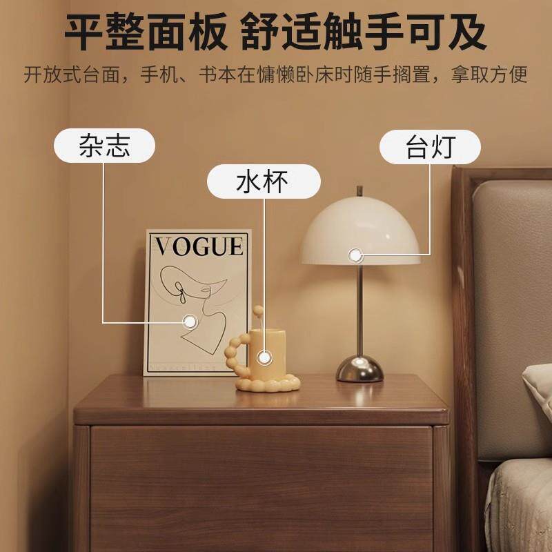中古风实木头纳柜轻奢感小型床边超夹缝收床置LAA物矮柜储窄物柜