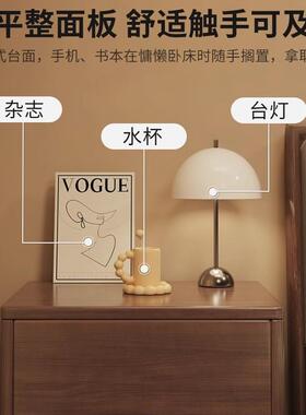 中古风实木头纳柜轻奢感小型床边超夹缝收床置LAA物矮柜储窄物柜