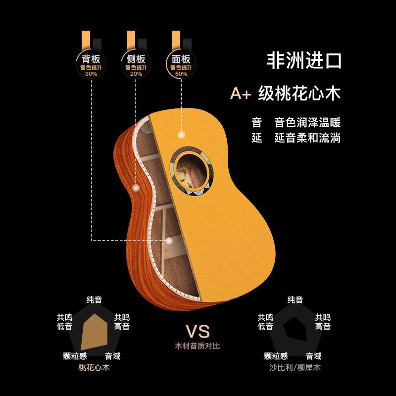 他亮光谣吉初学者男女生民吉他40/NLD4木1寸雕刻新手吉他