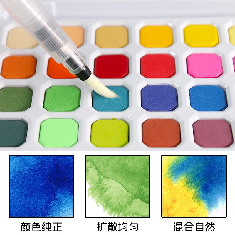 乔尔乔内固体水彩颜料装水彩粉饼初学者画画学生美术铁盒装