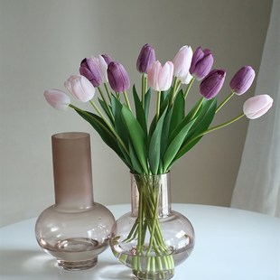 高品质保湿 郁金香仿真花束高档假花餐桌花摆花客厅插花摆件花艺