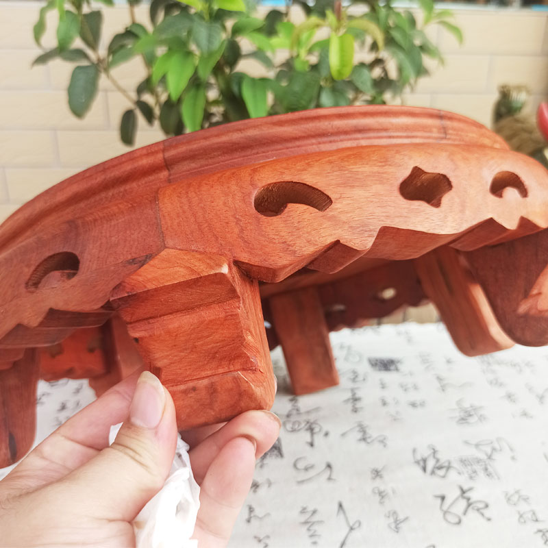 缅甸花梨木落地花瓶底座摆件底座托架大花盆底座鱼缸实木圆形底座