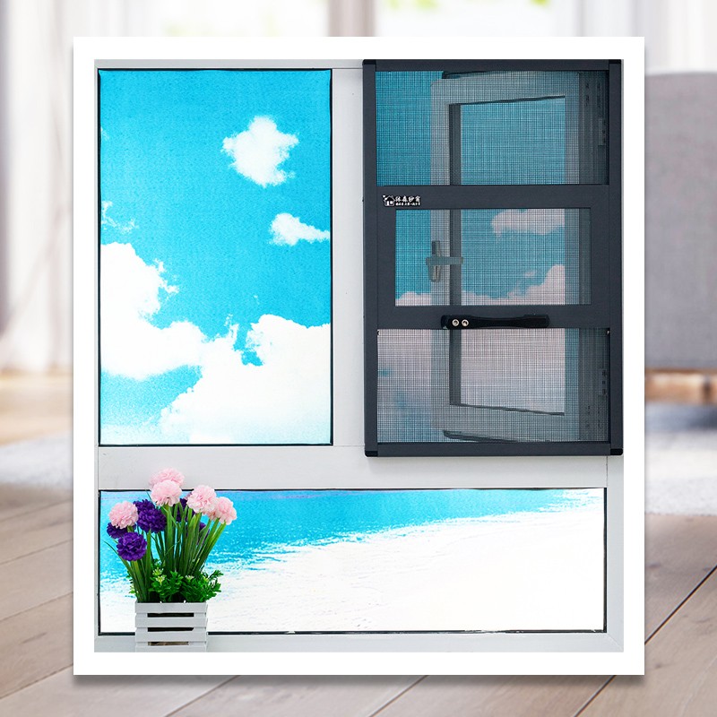 免打孔外开窗三推金钢网防蚊纱窗不锈钢网防盗防儿童坠落纱网