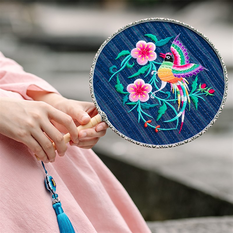 苗绣扇手工织布刺绣汉服配饰国风团扇