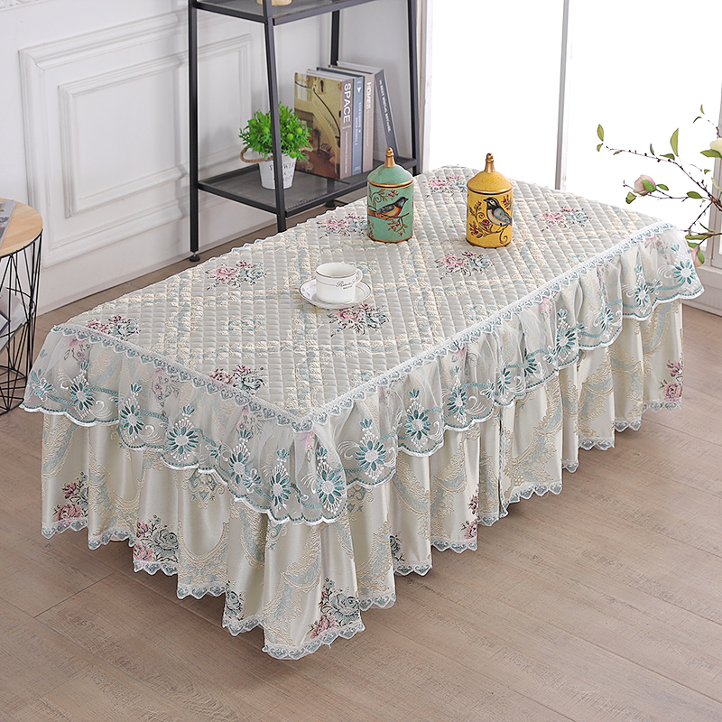 桌布蕾丝长方形客厅家用防尘垫电视柜盖巾布艺全包茶几布罩