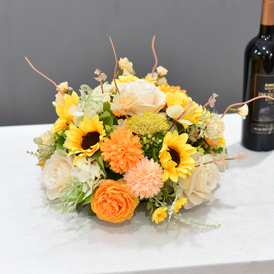 酒店圆桌小桌花饭店餐桌餐厅包厢客厅店铺茶几桌面装饰假花束摆件