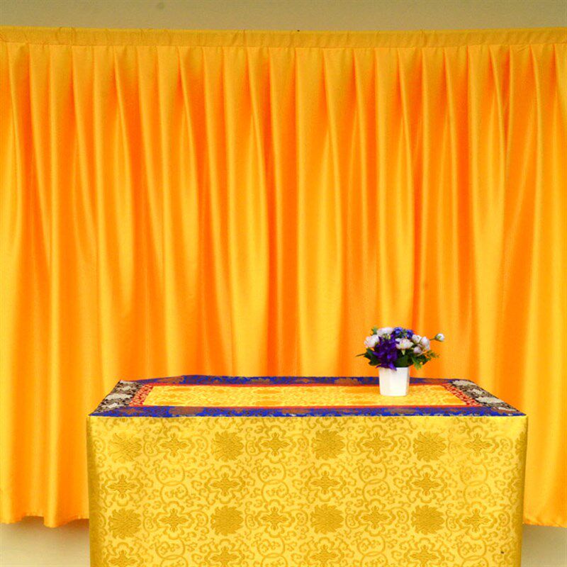 佛堂背景帘佛龛挡帘寺院装饰藏族风格挂帘黄布佛布隔断帘供桌围布
