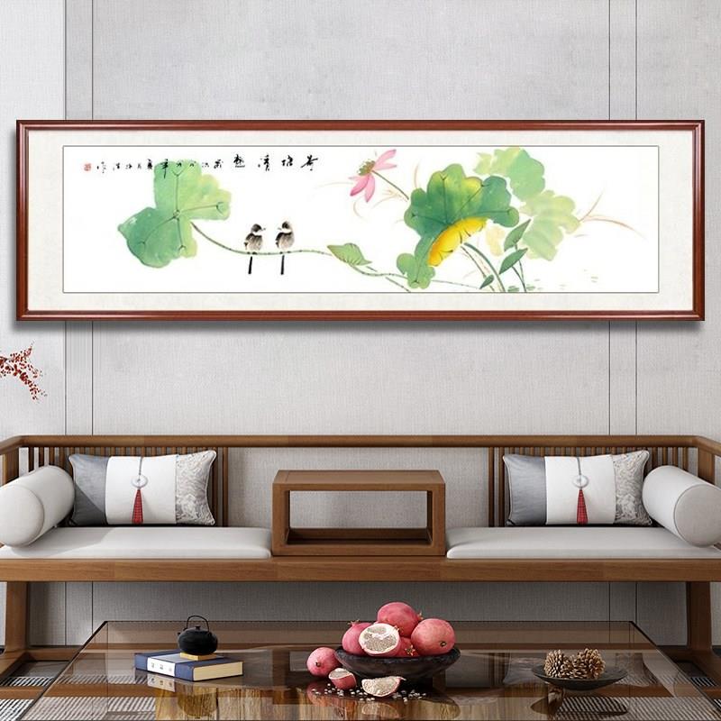 国画荷花荷塘清趣纯手绘真迹客厅装饰画卧室床头挂画牡丹花花鸟画