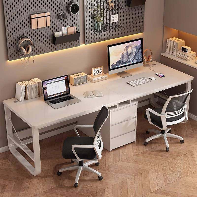 双人电脑桌台式家用长书桌卧室并排电竞桌简约办公桌学生写字桌子