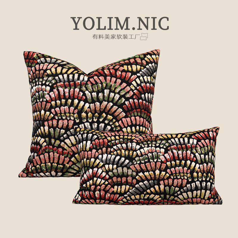 七彩羽毛棉麻质感抱枕套轻奢中古风复古红色系沙发靠枕腰靠枕,鲜花速递/花卉仿真/绿植园艺,割草机/草坪机,淘宝优惠券,粉丝福利购,淘宝优惠卷